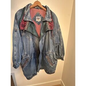 Vintage 80's Current Seen Jean Jacket Womens Sz 3X Tapestry Western Grunge